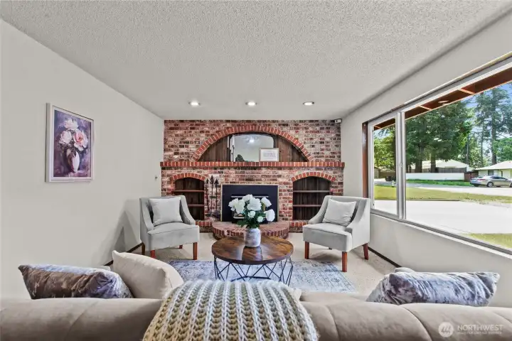 Enjoy cozy fires in the wood burning fireplace Enjoy cozy fires in the wood burning fireplace