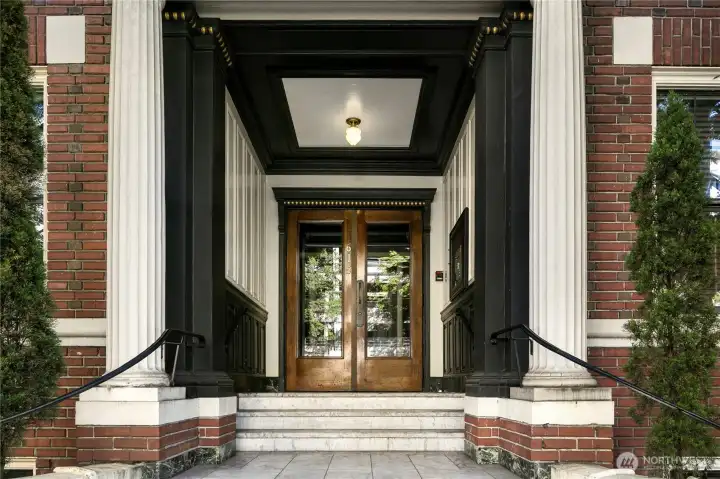 Front building entry w/ callbox Front building entry w/ callbox