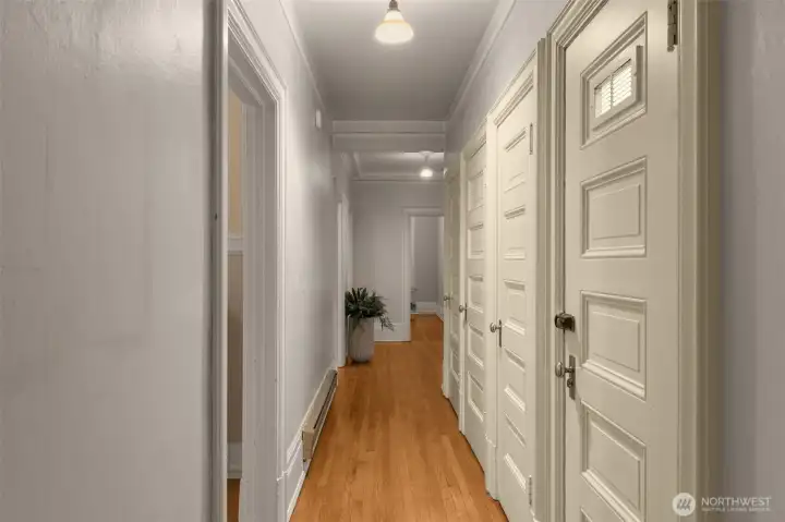 bedrooms are at either end of the hallway bedrooms are at either end of the hallway