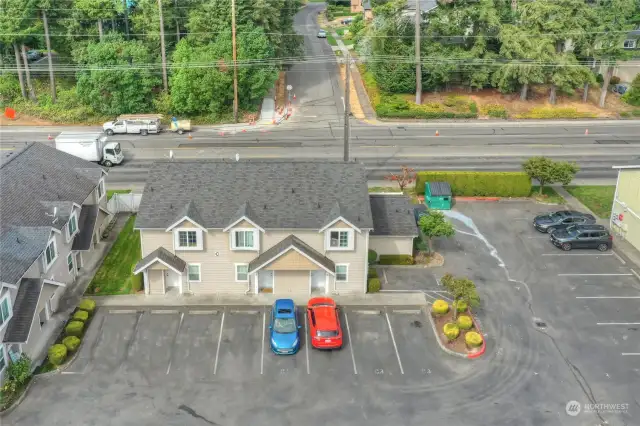 Drone view of home.  End unit first door on the left.