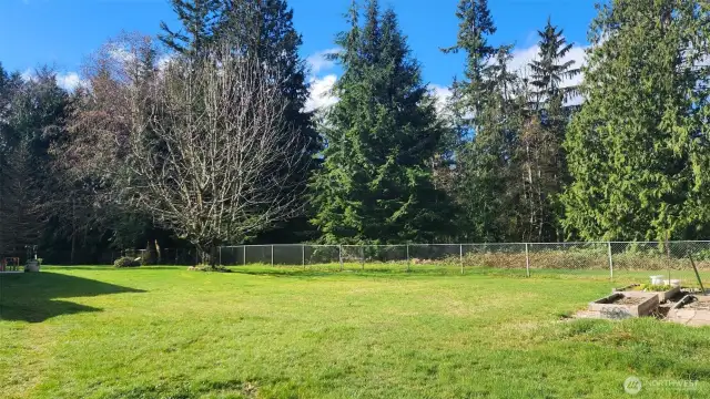 Behind the house is your own fenced in park.