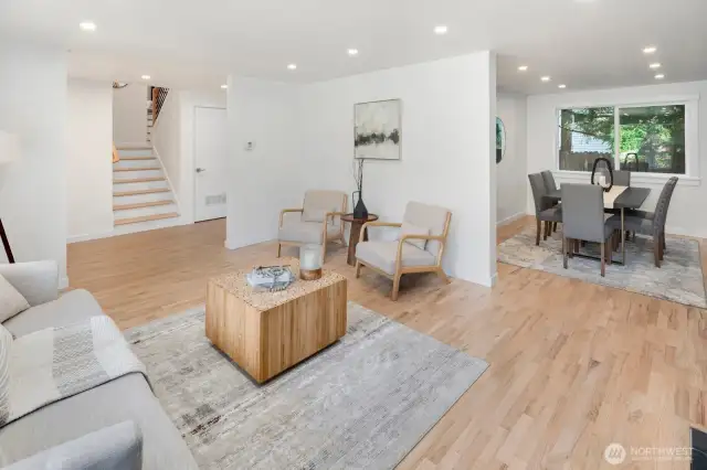 Open & Spacious Living into Dining Room