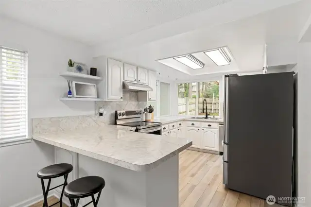 Kitchen bar allows for stool seating