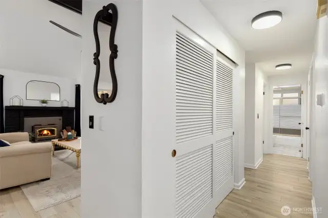 Wide walkways allow accessibility and large hall closets provide bonus storage