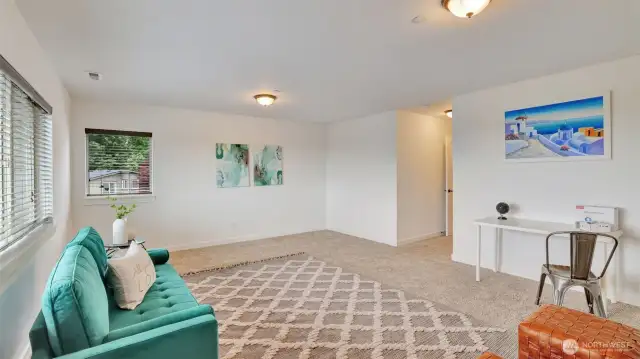 Lots of room in this bonus room for games and TV