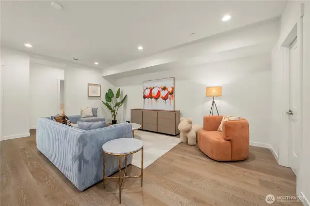 The spacious downstairs bonus room is perfect for a media room, game space, or home gym—designed to fit your lifestyle.