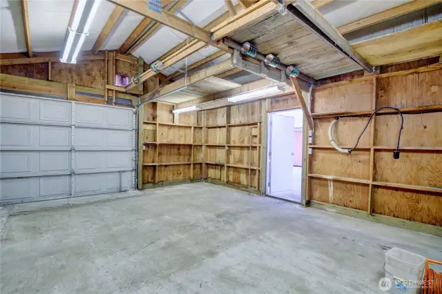 Oversized 1-car garage with room for storage, hobbies, or workshop space