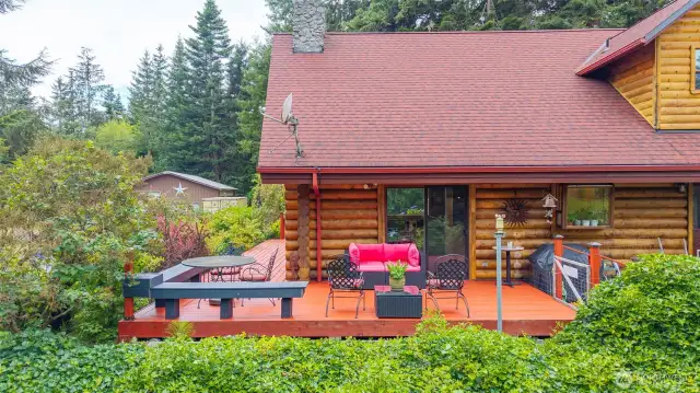 Surrounded by lush greenery and the fresh smell of the outdoors.