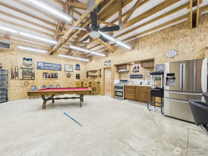 Interior of shop kitchen and recreation space.