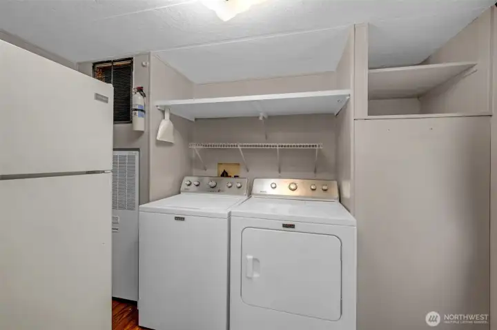 Washer & Dryer stay. Extra fridge stays.