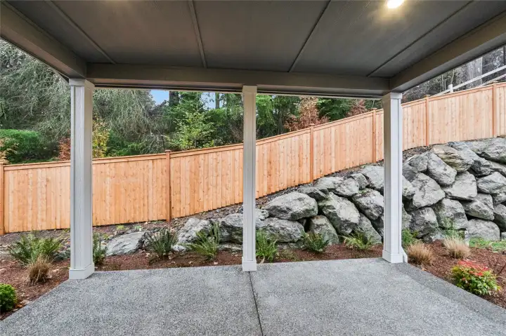 Private back yard covered patio