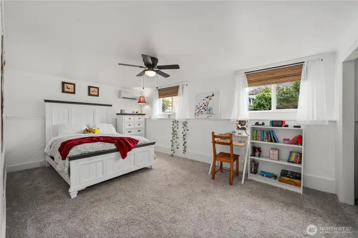 Or this could be your primary…..it’s a beautiful space, too! Updated lighting, ceiling fans and Custom Bali Roman Shades throughout!