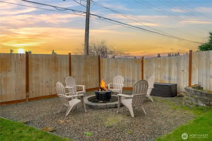 Sitting around a fire pit creates a relaxing, social atmosphere …..s’mores anyone?