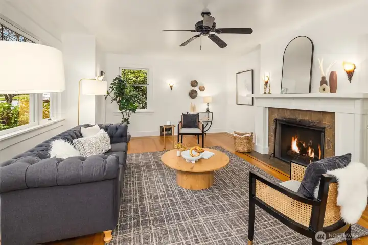 Wood burning fireplace