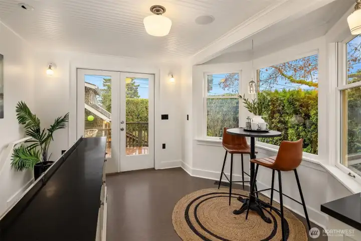 Breakfast area leads to back deck