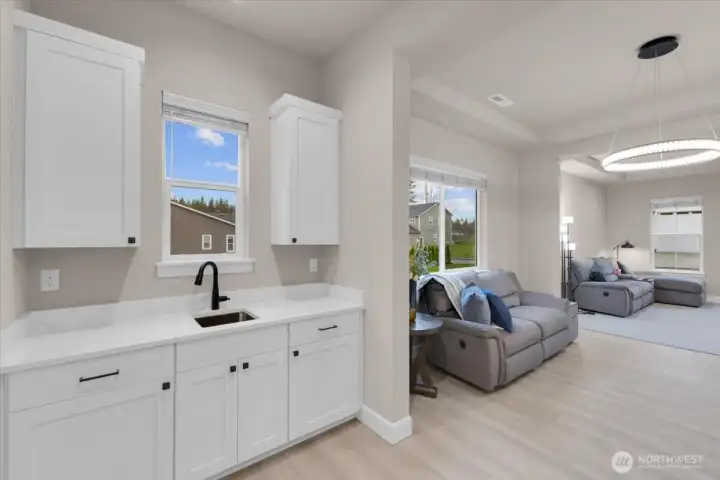 Wet Bar between Kitchen and Dining Room/Living Room