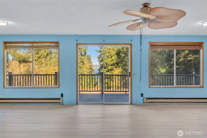 Wall of windows lets in the light and the view