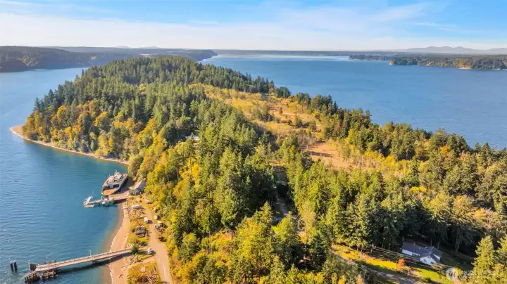 Lower left shows the ferry ramp - when you arrive on the island you take a right and follow the road around to the home.  You can see the size of Ketron Island here