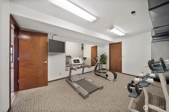 YES... get your workout done here.  There is also a wall space for a TV.