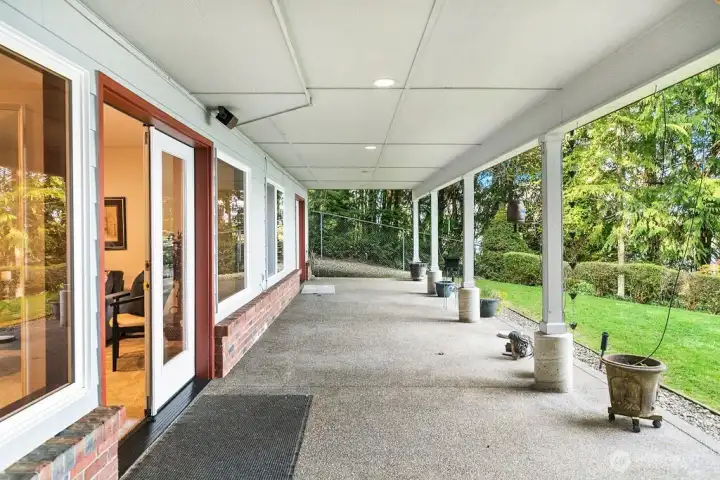 Lower concrete patio is built for year-round enjoyment.