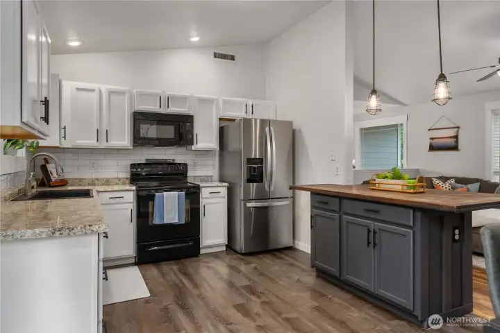 This open kitchen is perfect for entertaining.