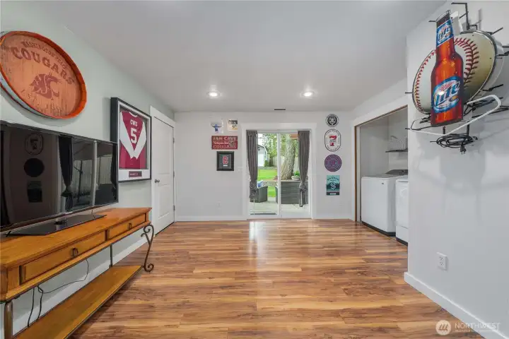 Without furniture here, you can see the endless possibilities for your future rec room.
