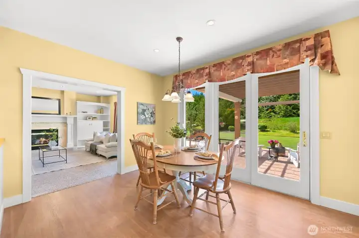 Kitchen Easting area with access out to giant back patio.