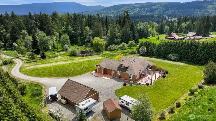 Lots of room for RV parking. RV hook ups and septic dump behind shop