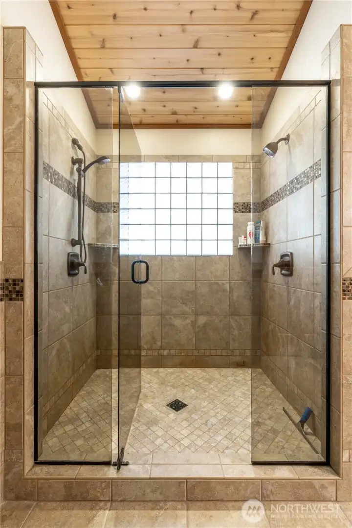 Shower in primary bathroom