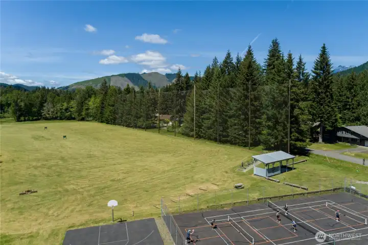 Driving range and athletic courts, basketball, pickleball