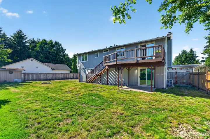 back deck and lower concrete patio.
