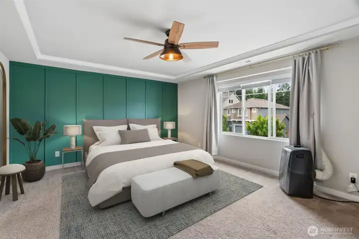 Main bedroom is staged