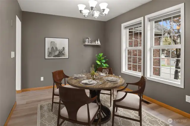 Virtually staged dining room.
