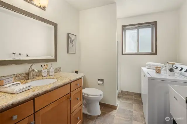 Lower level bathroom adn laundry room