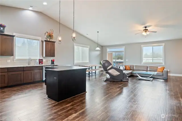 Open concept with vaulted ceilings