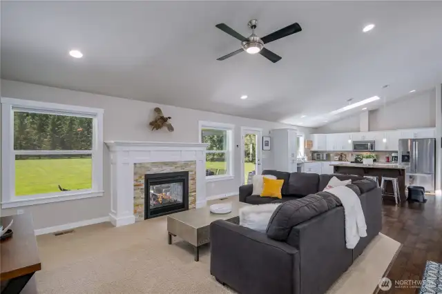 Great Room with dbl sided FP