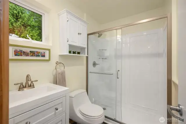 Back toward the main entrance you will find a 3/4 bath- on the main floor.