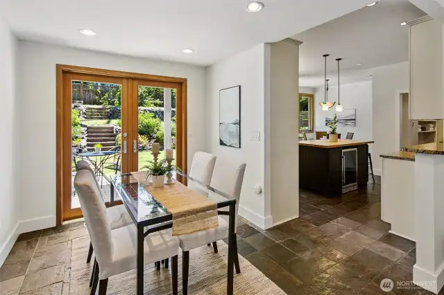 Dining room with French doors to patio