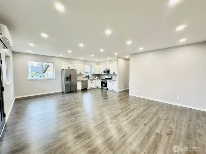 Open layout, Ductless Mini split system, Granite countertops, Stainless Steel appliances, LED Lighting