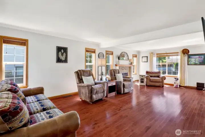 This large great room has enough space to even create two living areas if need.