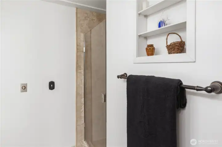 The shower has been remodeled