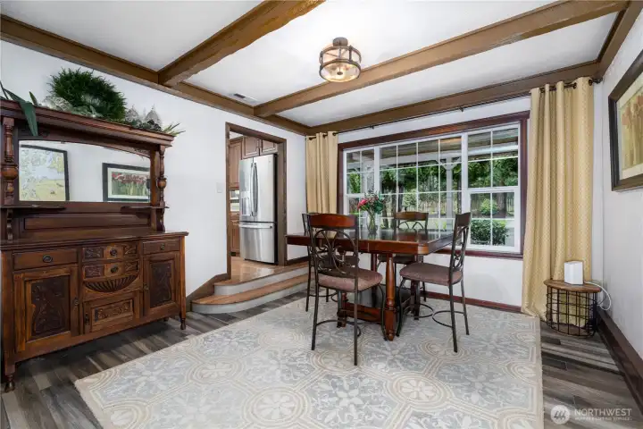 DR off the kitchen, opens to the FR