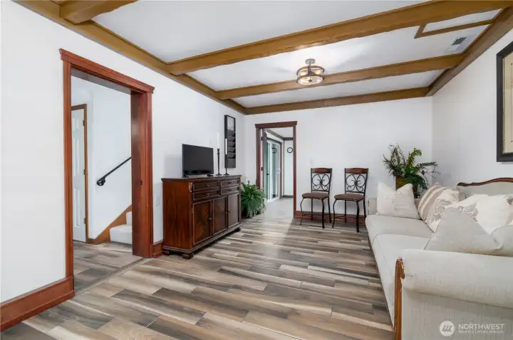 Looking towards the FR. Door at the end leads to the dedicated wine room and the back patio