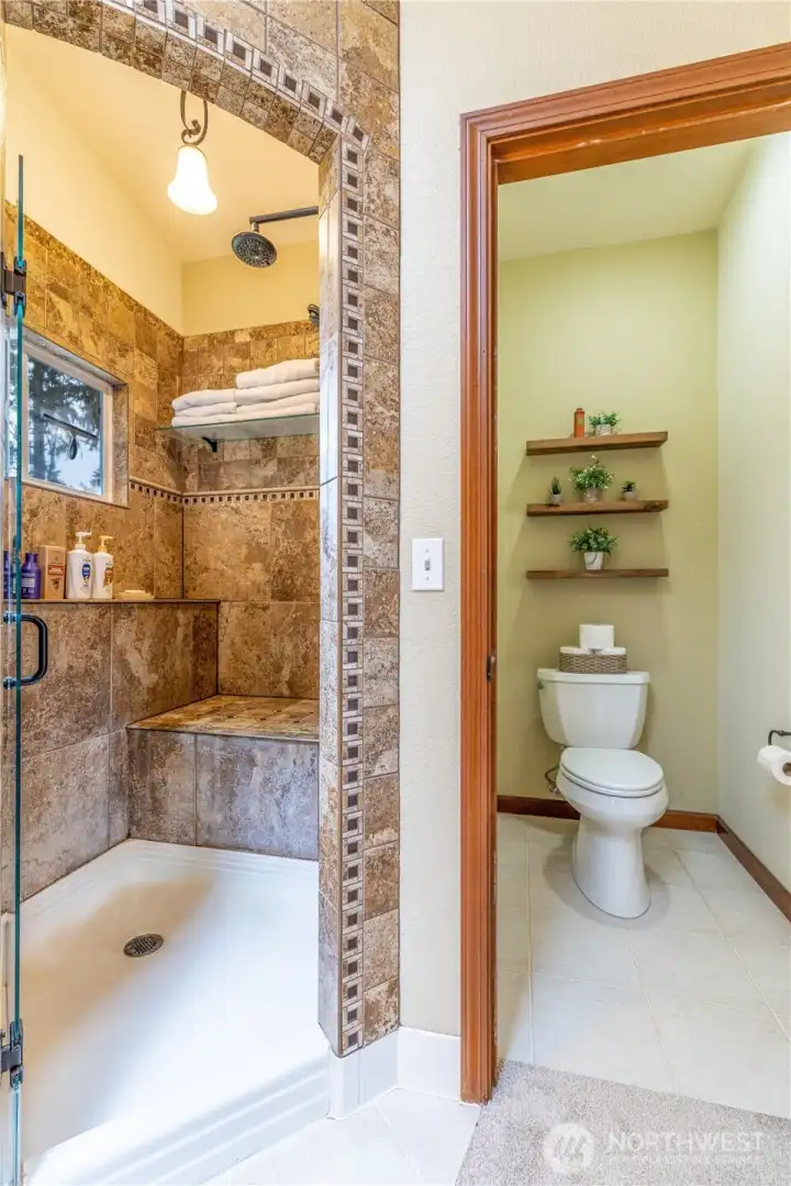 Walk-in shower and toilet closet