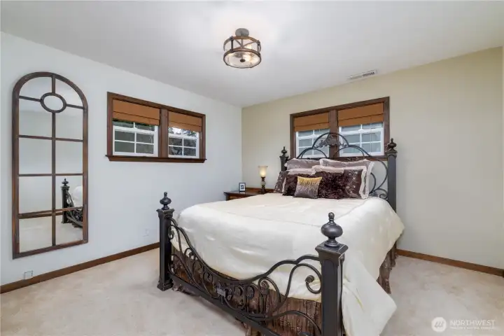 Bdr 1 on the main floor. This is the room with a door leading to the bathroom making this a possible 2nd primary