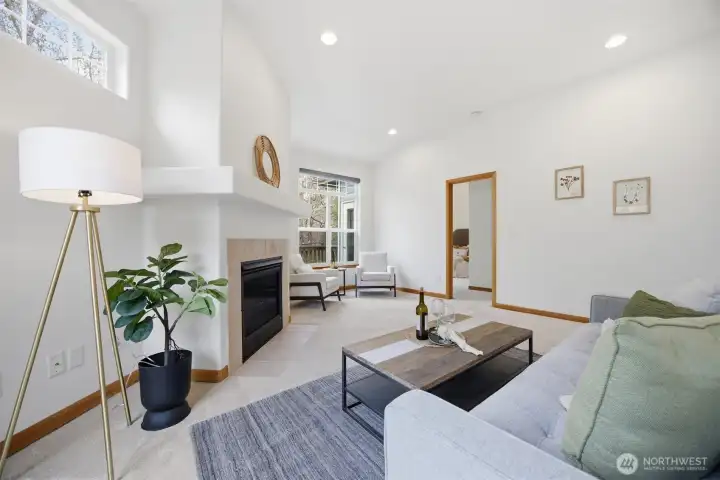 Looking toward the primary suite from the living room.