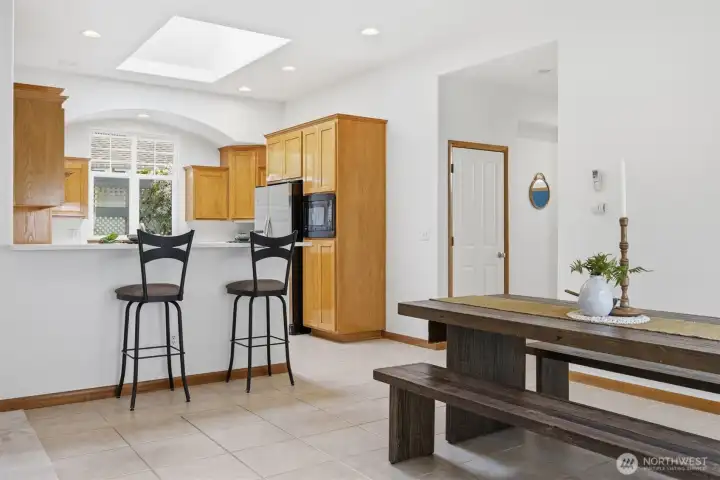 Looking toward the kitchen from the dining area.