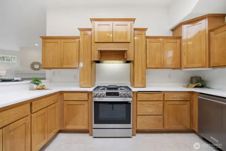 The cabinets are like brand new and the countertops are new.