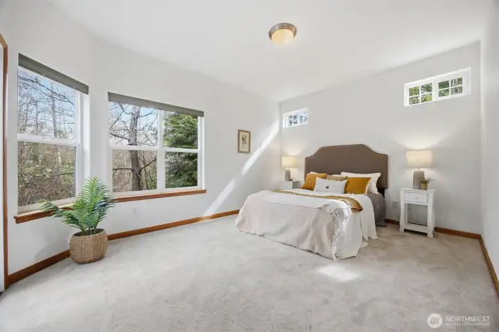 The primary bedroom is very spacious.