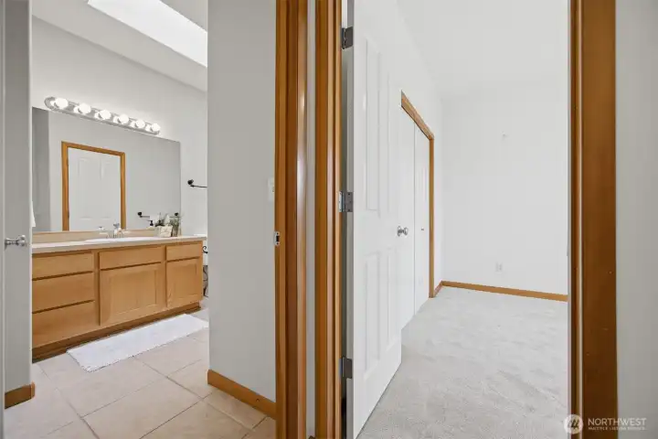 The 2nd bedroom is near the front entry and den/office.